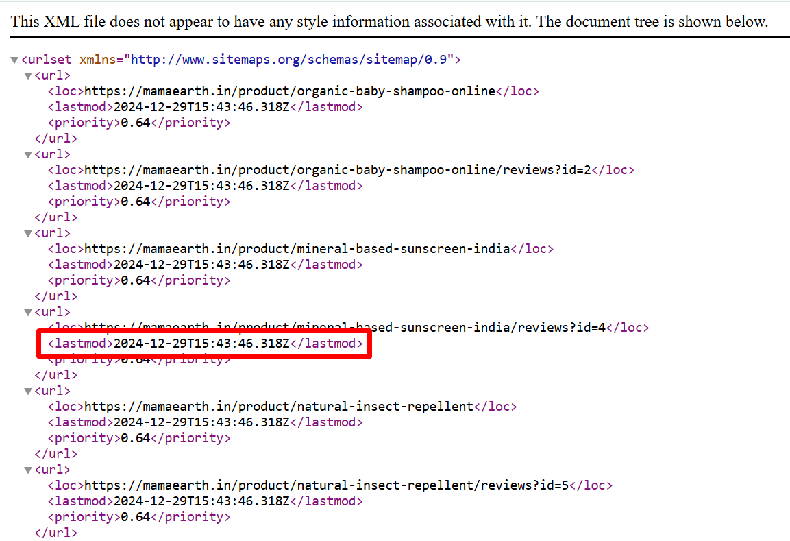 lastmod in xml sitemap