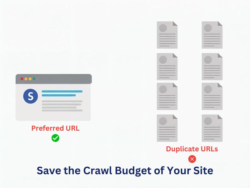 Canonical Tag helps with saving crawl budget